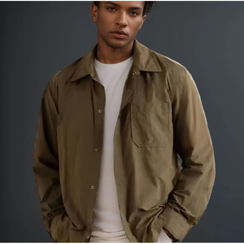 In Stock Spring and Autumn New Men's Retro Leisure Cargo Style Jacket Solid Color Coat Men's Duster