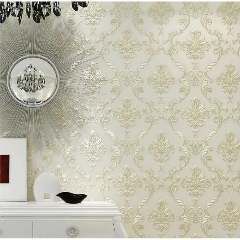 Modern Simple Home Decor European Style Damask Wallpaper Roll for Wall Bedroom Living Room High Quality 3D Non-woven Wall Paper