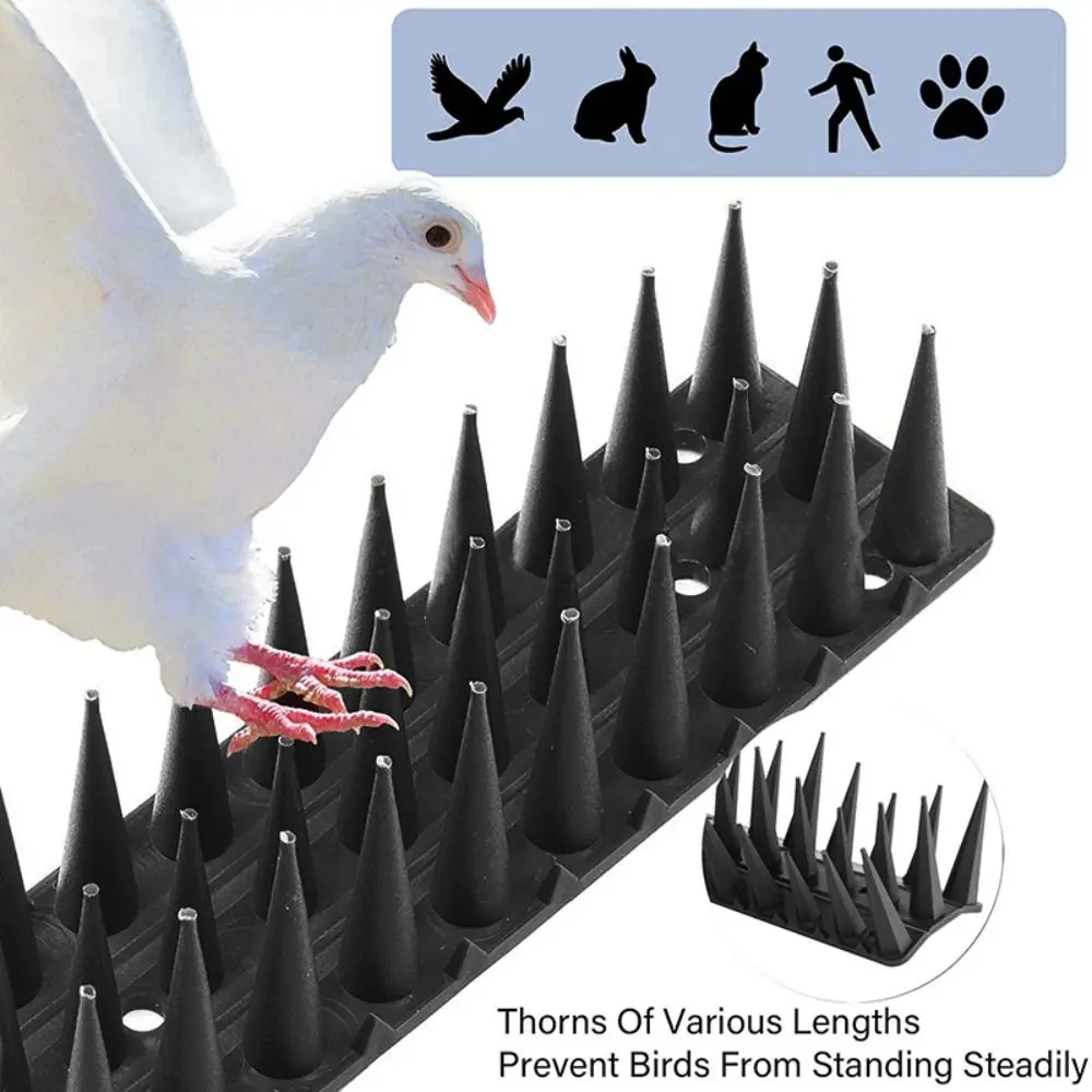 

8/12pcs Anti Climb Bird Scarer Repeller Waterproof Rectangle Pigeon Deterrent Spikes Long Lasting Black Anti Bird Spike Strip