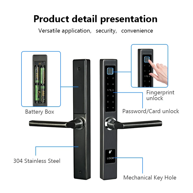 High Security Anti Theft Smart Lock Door Fingerprint Biometric Intelligent Electronic Fingerprint Wifi Ttlock Door Lock