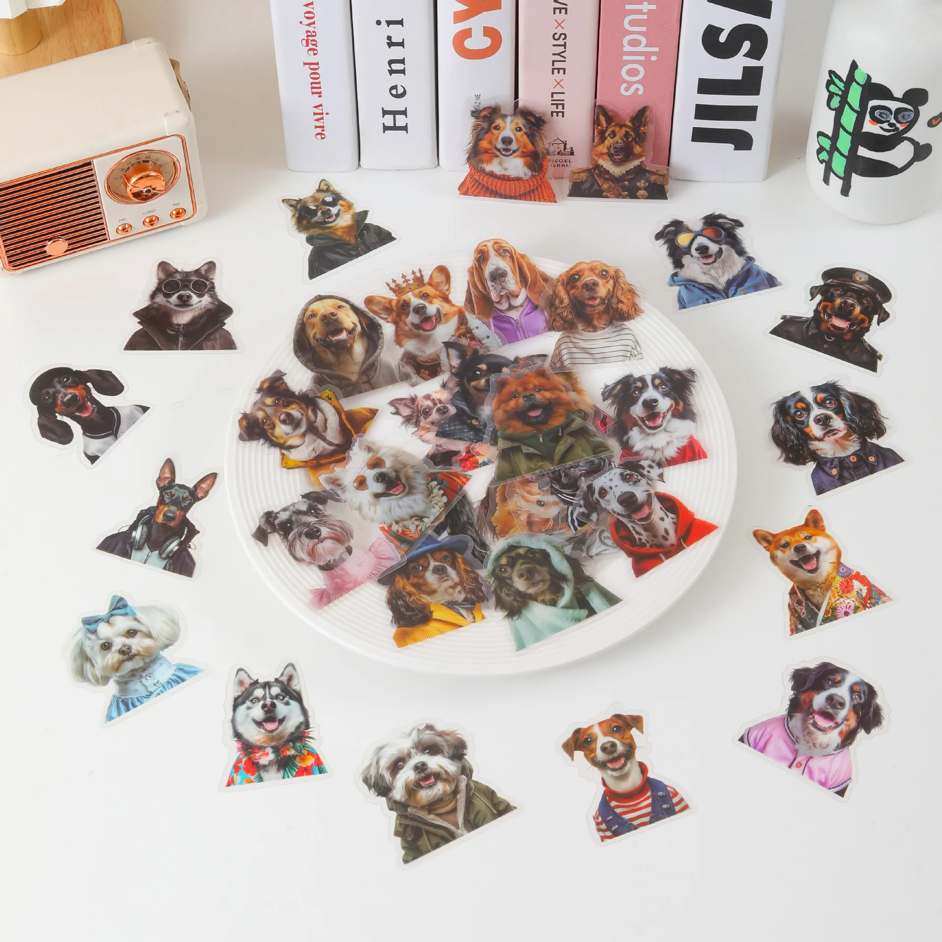 50pcs Transparent Dog PET Cartoon Graffiti Stickers DIY Phone Laptop Notebook Suitcase Waterproof Sticker Kids Toy Gifts