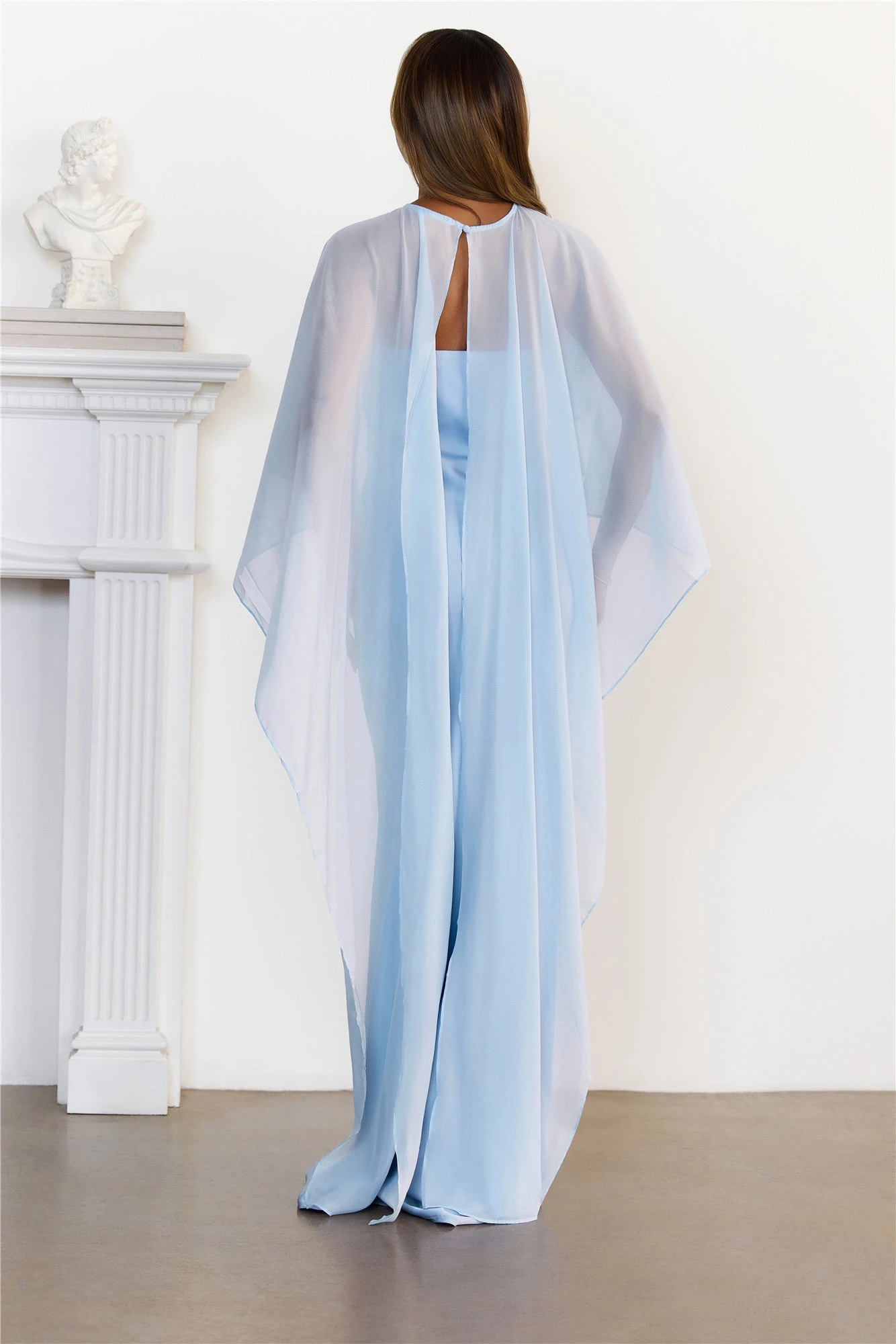 Short front and long back chiffon shawl round neck bride wedding sun protection shirt chiffon shawl image 6