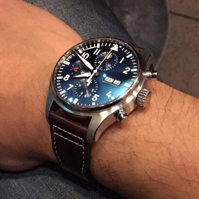 สําหรับนักบิน IWC Mark 18 Little Prince ผู้ชายผู้หญิงสร้อยข้อมือหนังแท้สายนาฬิกา 20 มม.21 มม.สีดําสีน้ําตาล