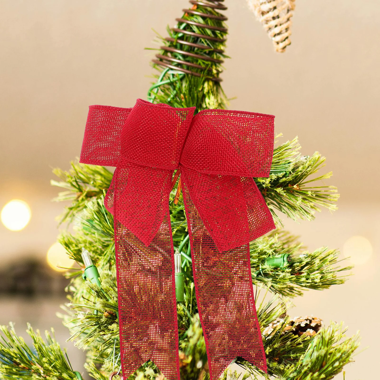 

4Pcs Large Rustic Linen Bow Decorative Ribbon Bows for Present Wrapping Holiday Wedding Party DIY Big Bowknot Craft