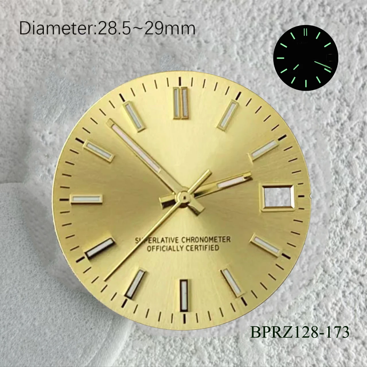 28.5mm green blue s logo date S dial Hot selling green Luminous 29mm s dial Suitable S dial nh35 movement date watch accessories