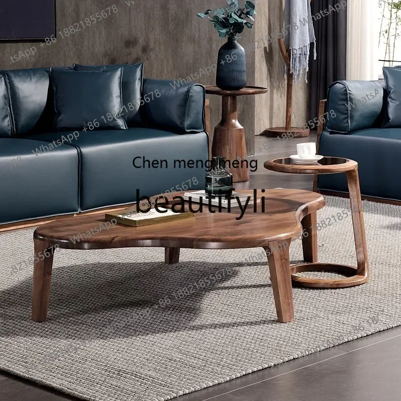 32Italian light luxury creative coffee table North American black walnut special-shaped living room full solid wood tea table