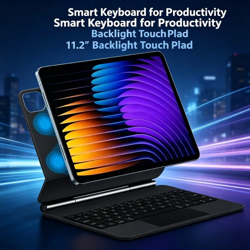 Wireless Keyboard Case For Xiaomi Pad7 Pad8 Series 11.2 Inch Tablet Protective Folio RGB Backlight Keyboard With Multi-gesture
