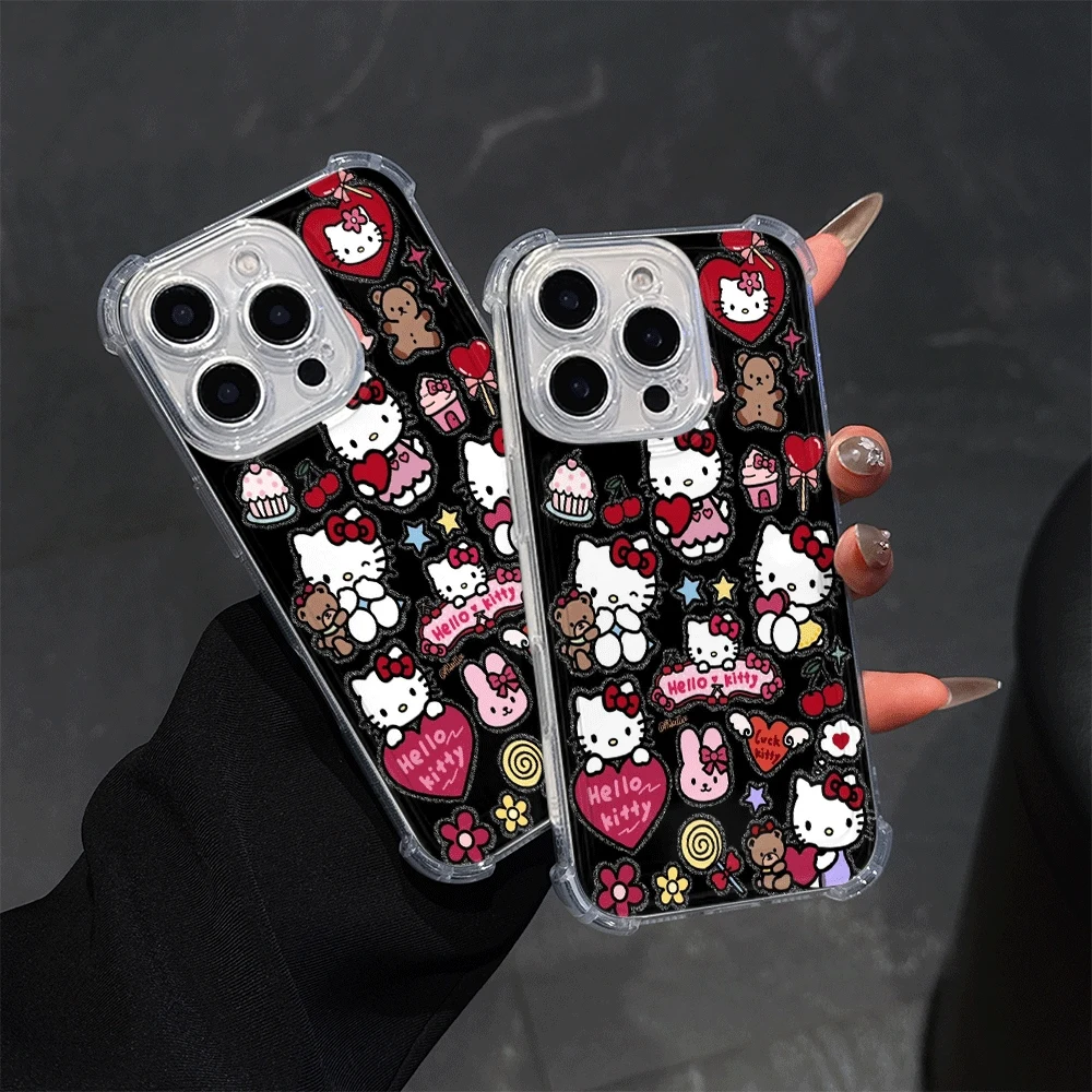 Sanrio-funda de teléfono suave para IPhone 13, IPhone 16/15/14/13/12/11/x/xs/xs Max, funda transparente para teléfono para mujer, juguetes para gatos de Hello Kitty