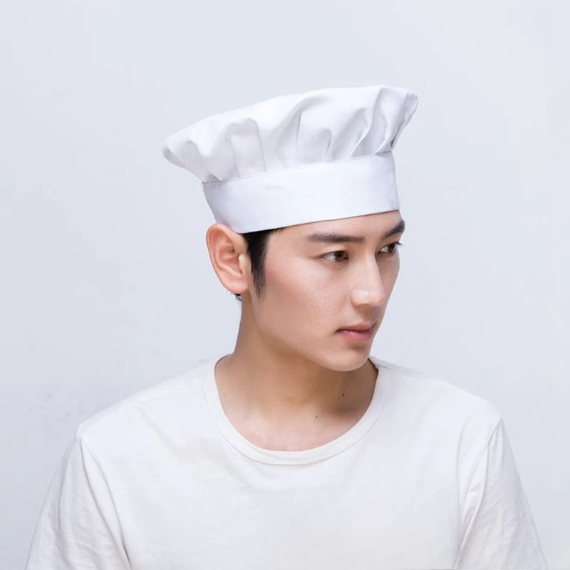 Chapeaux de chef pour hommes et femmes, chapeau en tissu haut de gamme, blanc pur, pour la pâtisserie, la pâtisserie, les desserts, les magasins, les cuisines, les services de restauration, couvre-chef