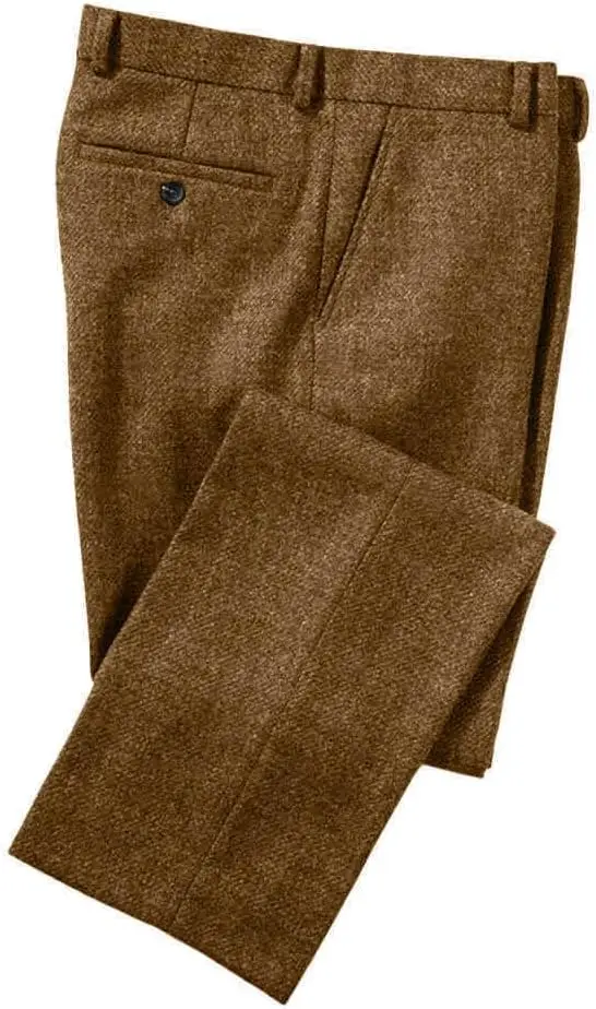 

Мужские облегающие брюки из твидовой смеси, однотонные отдельные брюки с плоской передней частью