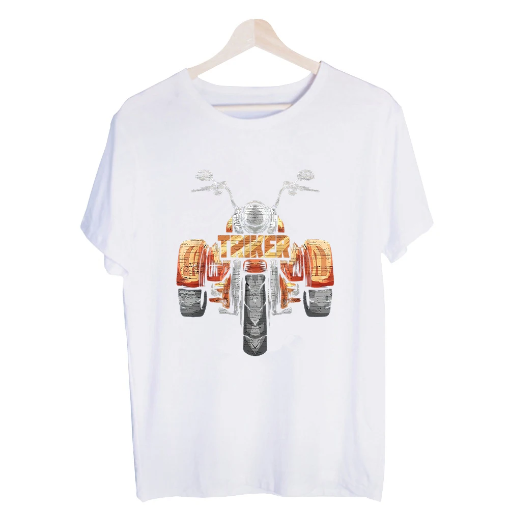 Men's Trike Motorcycle Graphic Tee, Short Sleeve Crew Neck T-Shirt for Casual Streetwear and Daily Outfits
