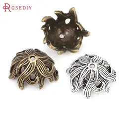 20PCS Antique Silver Vintage Style Zinc Alloy Bead Caps Tassel Caps Diy Jewelry Making Supplies Earrings Accessories for Women