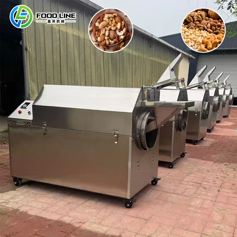 Energy Efficient Rotating Drum Uniform Heating Nut Cocoa Bean Roasting Machine