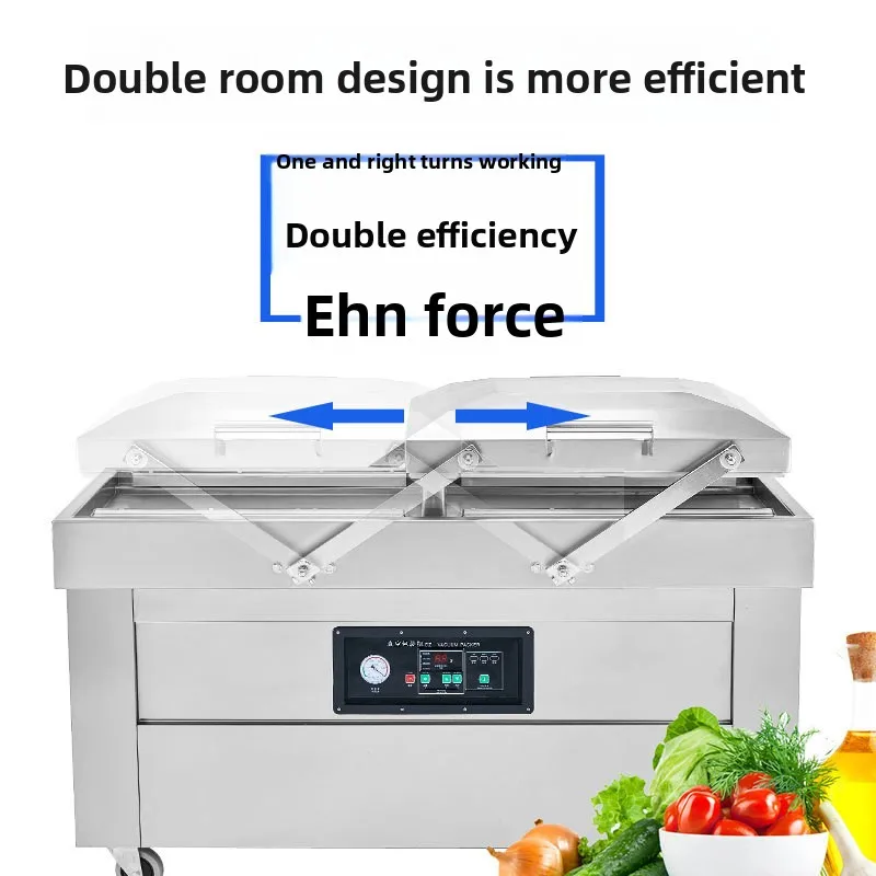 

ZC Automatic Commercial Large Wet and Dry Cooked Food Rice Vacuum Sealer Double Chamber Vacuum Food Packaging Machine