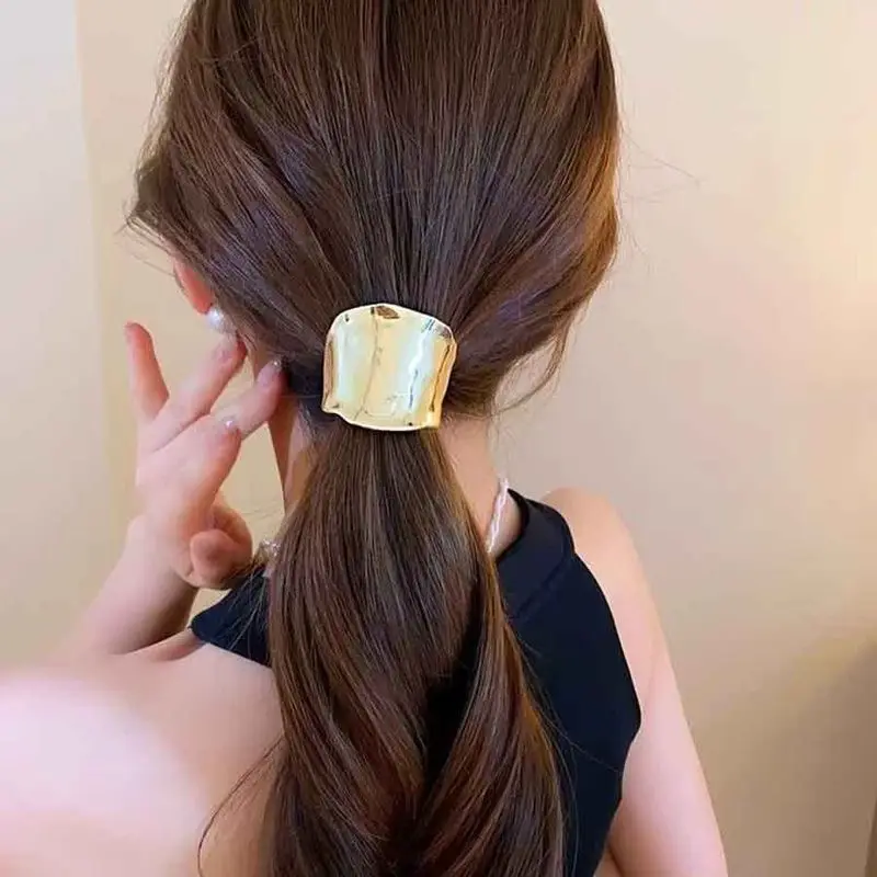 1pcGeometric metal headband, Korean version, letter, rubber band, high-end feel, simple headband, tie hair accessories, headband