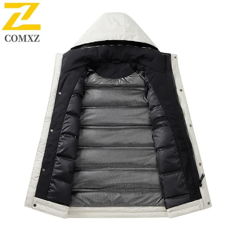 COMXZ الرجال الشتاء سترة 2025 الشتاء العمل استكشاف التنزه مقاوم للماء التخييم باركر معطف عالية الجودة تسلق سترات مبطنة