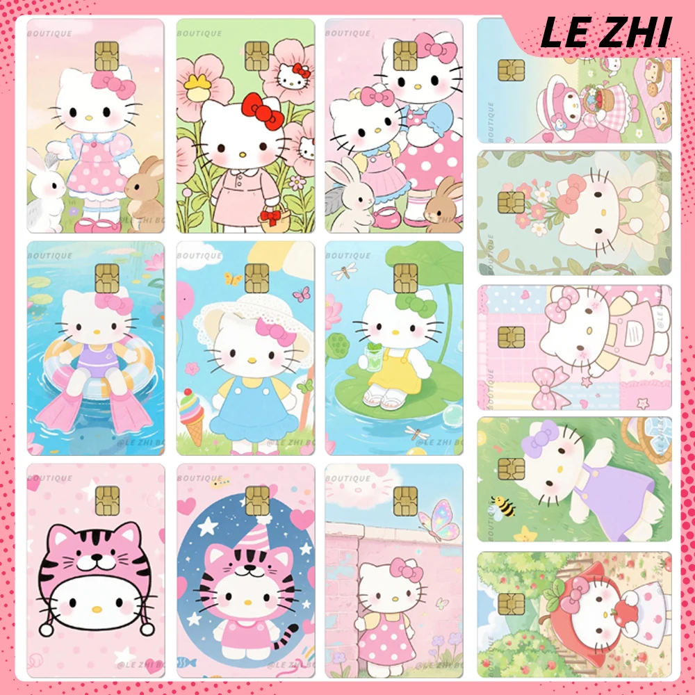 

1Pc Lovely Cartoon Hello Kitty Shining Rainbow Love Star Skin Sticker Pvc Bank Card Access Card Waterproof Sticker Decal Girl