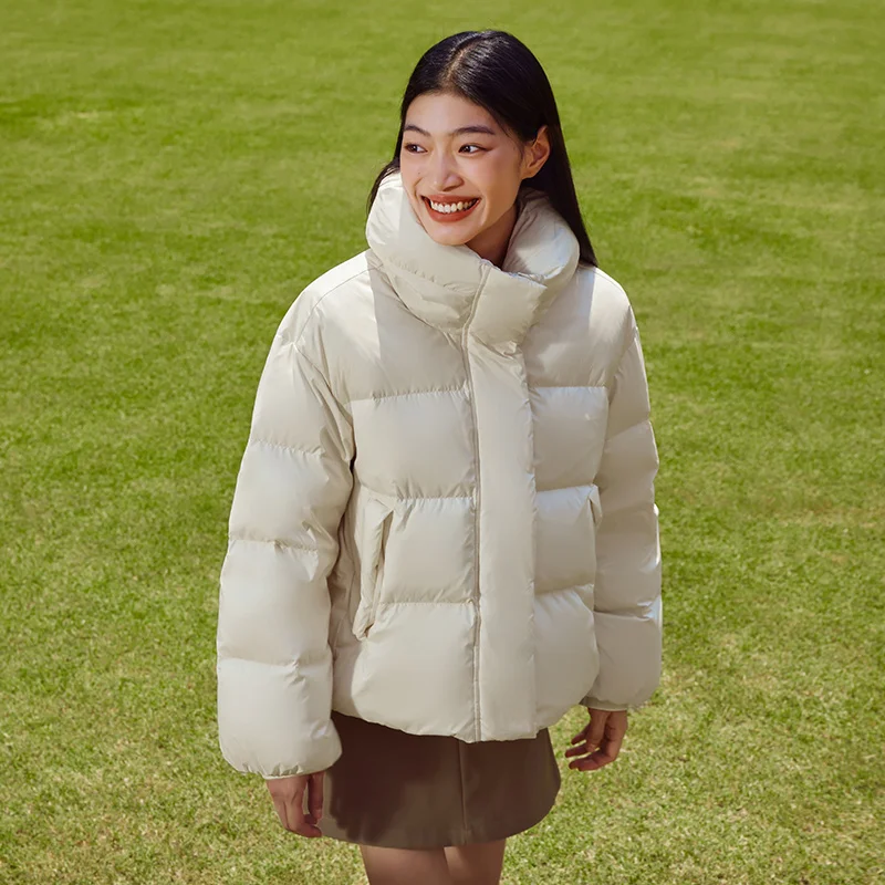 Semir Down Jacket Women Oversize Gentle 2023 Winter New Stand-Up Collar Simple Versatile Bread Coat