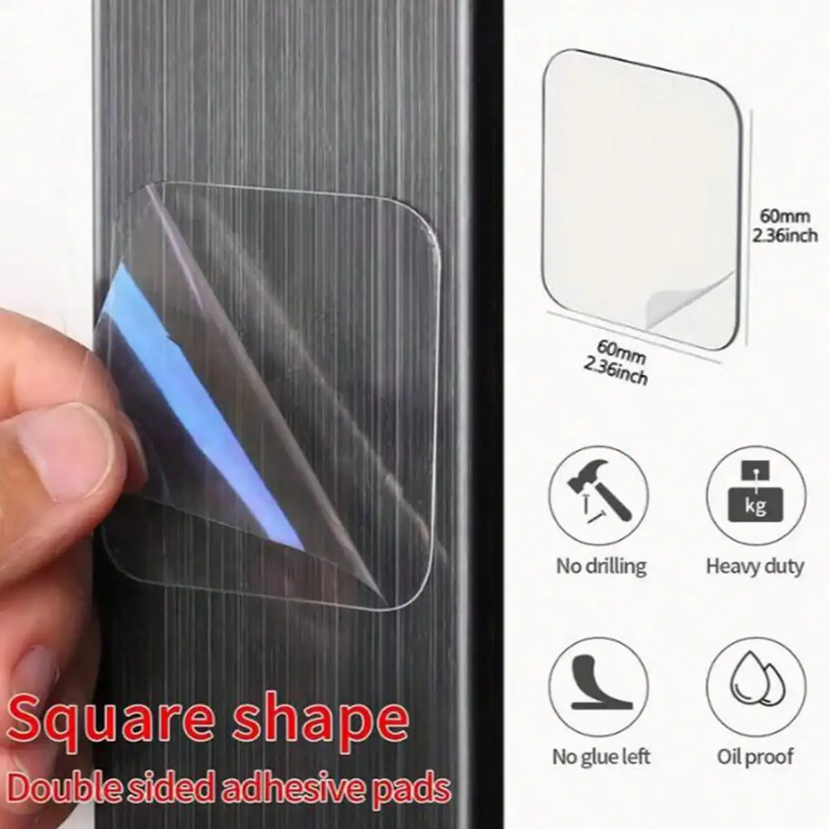 50pcs Double Sided Wall Sticker, Waterproof Adhesive Tape, Square Nano Transparent Tape Sticker,