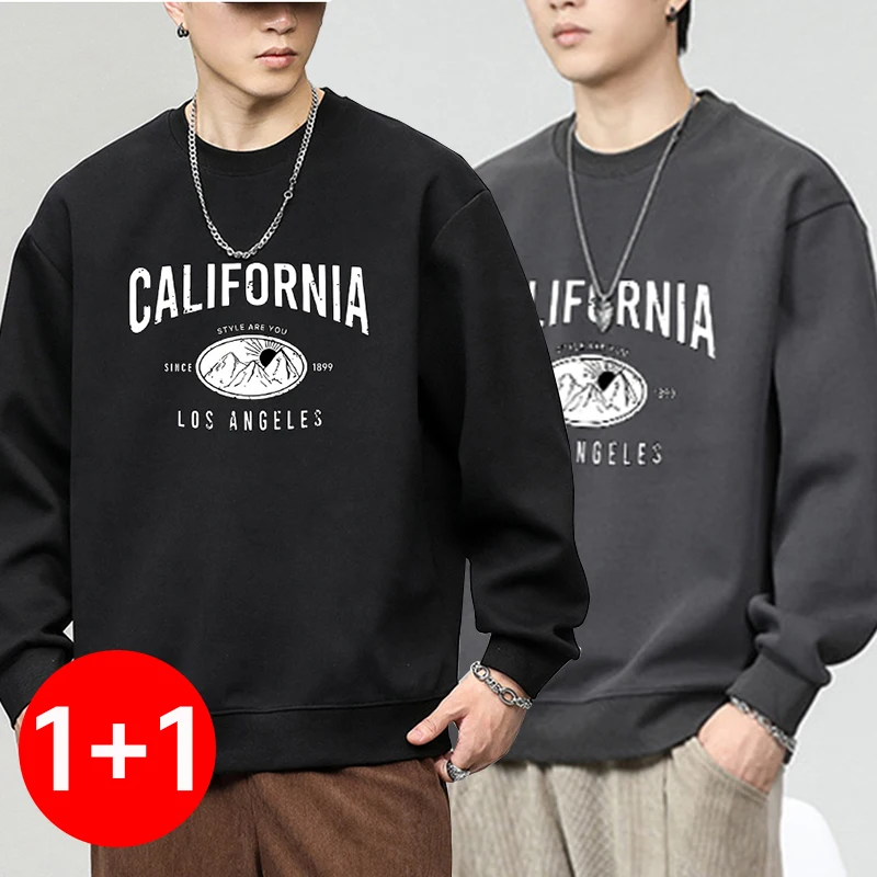 1 + 1 (set of 2 sheets) tland in-type printed style men-to-man big size overfit long-sleeved T-shirt autumn TS3065