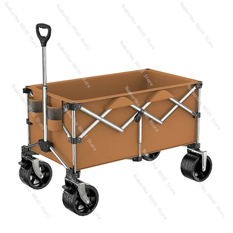Heavy Duty Folding Camping Wagon Cart Ultra Large Capacity Pull Handle Utility Trolley for Campsite Outdoor Picnic Beach Garden