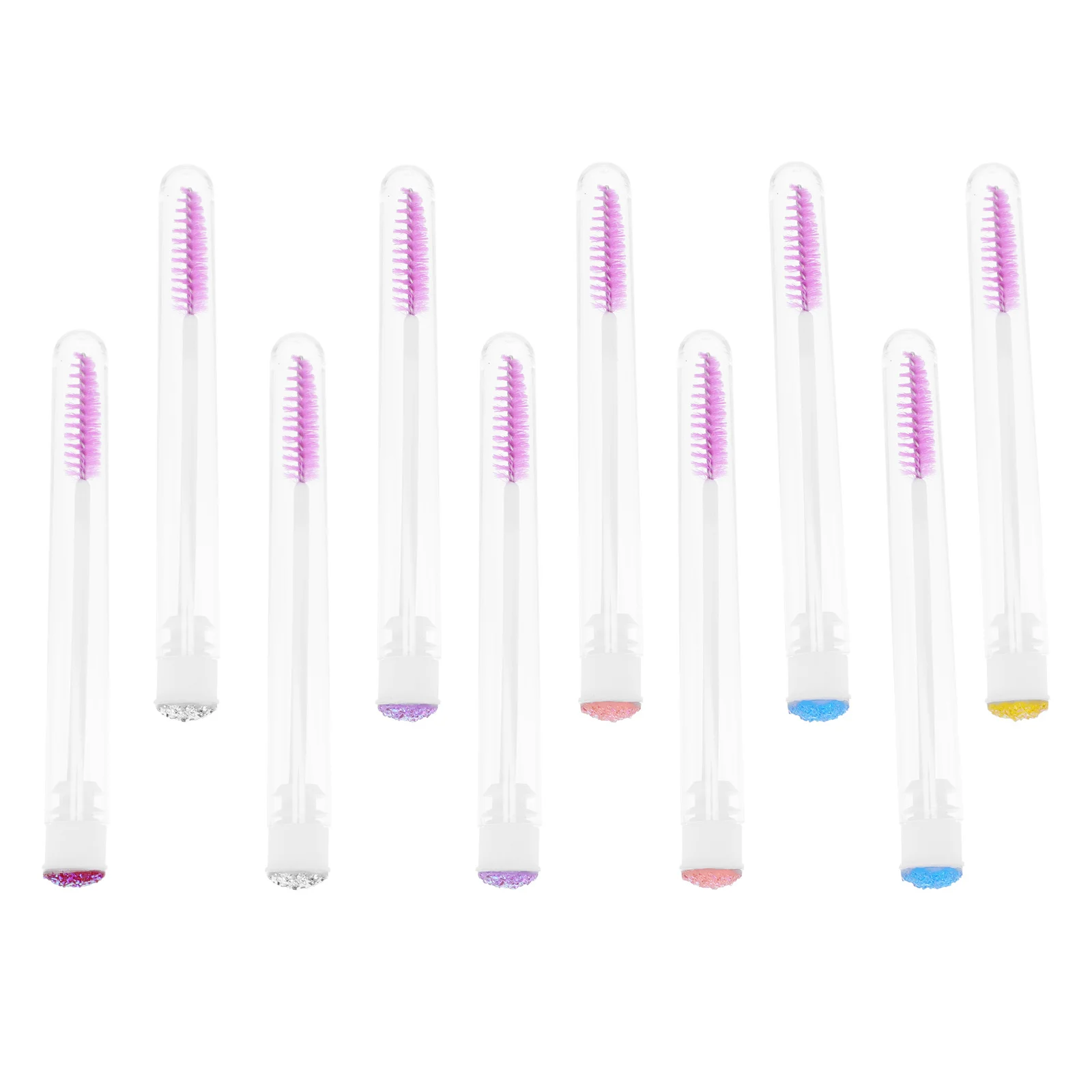 Brosse à cils en tige de cristal, baguettes de Mascara portables, Tube réutilisable, applicateur de maquillage, peigne à sourcils, 10 pièces