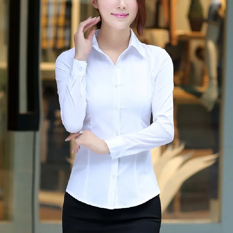 White Shirt Women Long Sleeved Blouse Pink Shirt Women Workclothes S-5XL Women Office Tops Spring New Fashion Shirts for Women