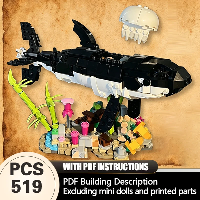 

Creators Animal Series Model MOC Building Bricks Shark Submarine Modular Technology Gifts Holiday Assemble Children Toys Suit