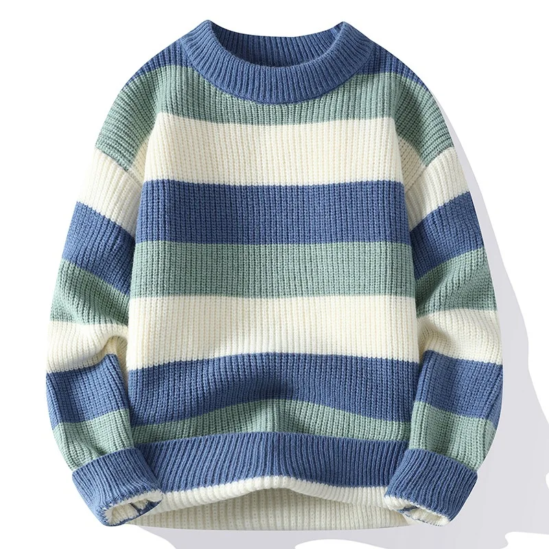 2025 Autumn and Winter New Half Turtleneck Thick Jumper Long Sleeve Casual Bottom Knit Sweater Men