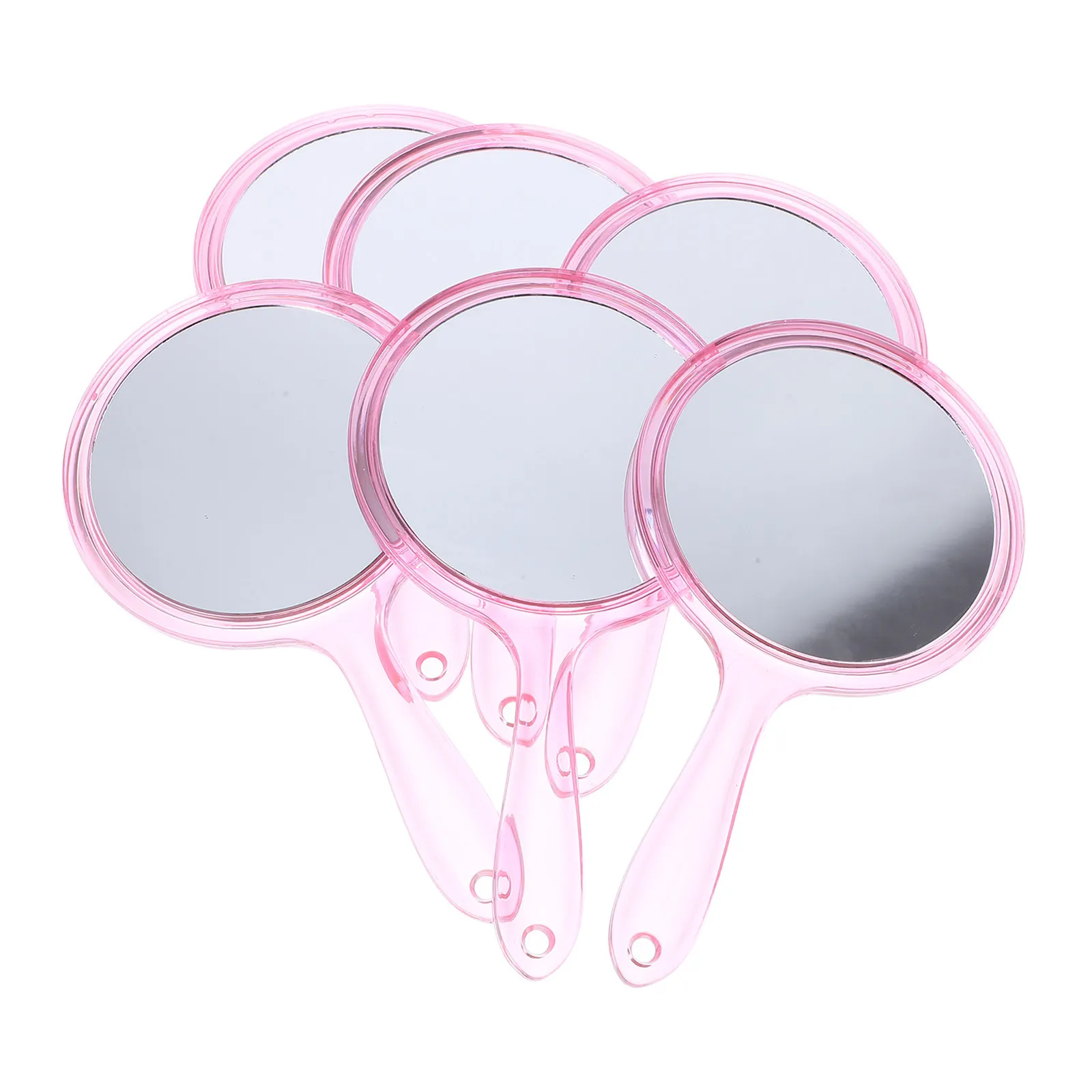 6Pcs Cute Mini Round Makeup Mirror Dual Sided Portable Handheld Mirror Magnified Side for Precise Eyeliner Lipstick Application