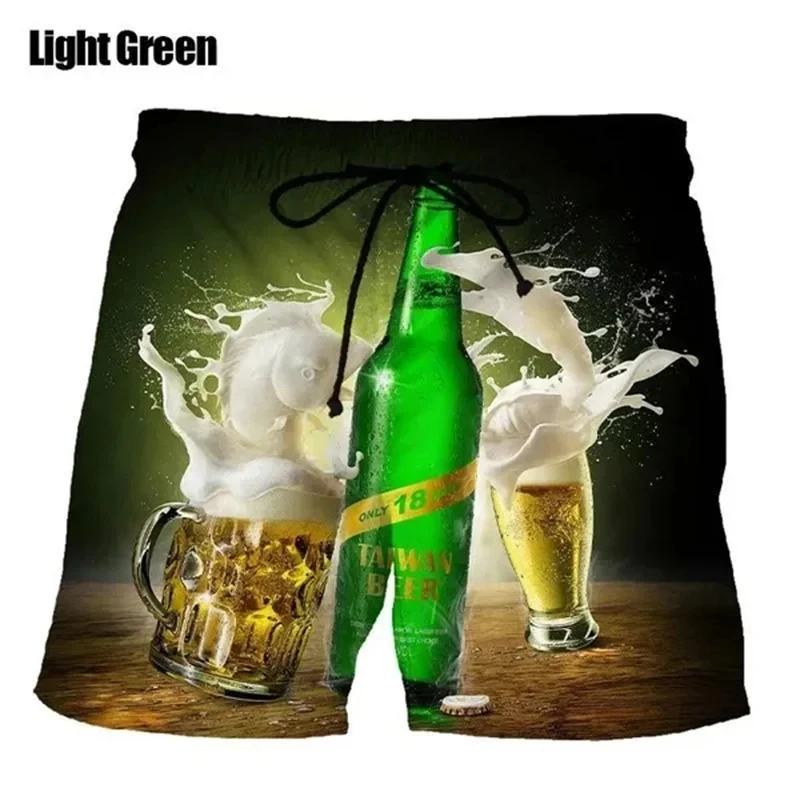 3D Printed Cool Beer Beach Shorts Men Sports Board Shorts Fashion Hawaii Beach Swimming Short Pants Women Casual Ice Short Pants