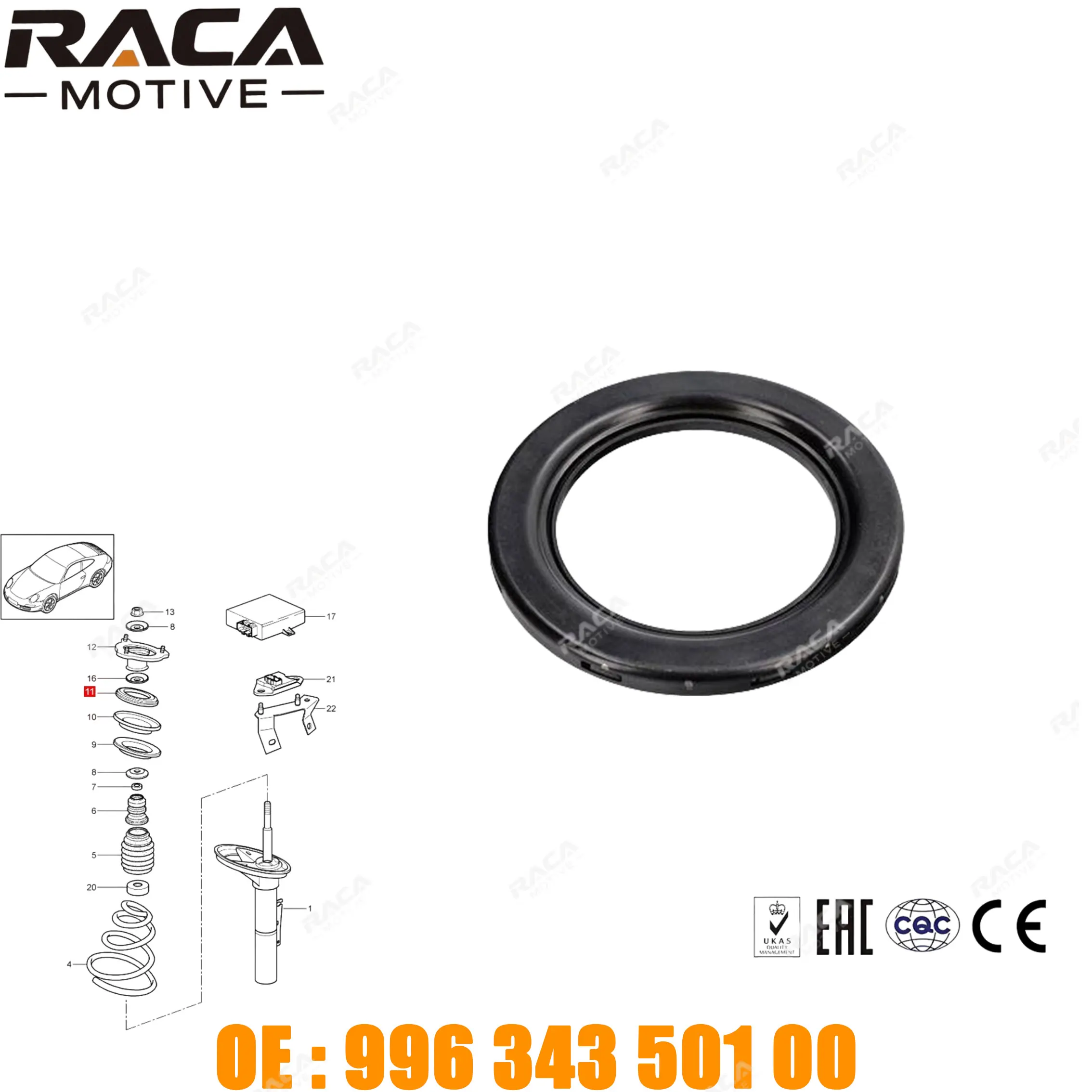

High-Quality Front Axle Shock Absorber Support Roller Bearing for Porsche 2004-2013 911 Convertible/Targa (997) 99634350100