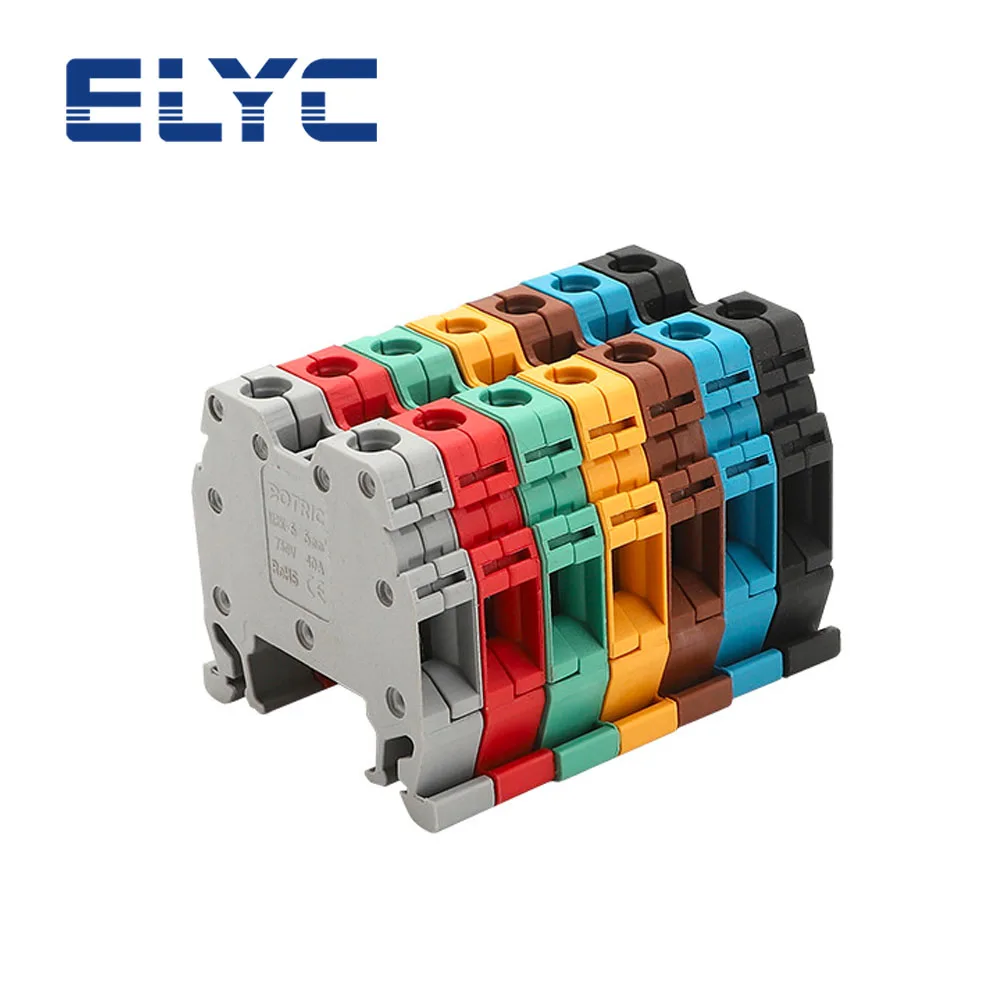 100Pcs MRK6 Screw Connection 6mm² Wire Electrical Din Rail Terminal Block onka 6