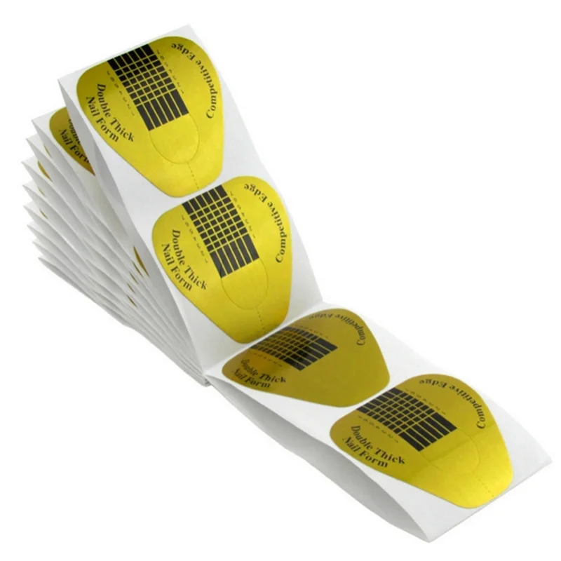 100/200/500Pcs Acrylic UV Gel Extension Curl Form French Nail Form Tips Nail Gel Sticker Art Guide Mold Acrylic Manicure Tool