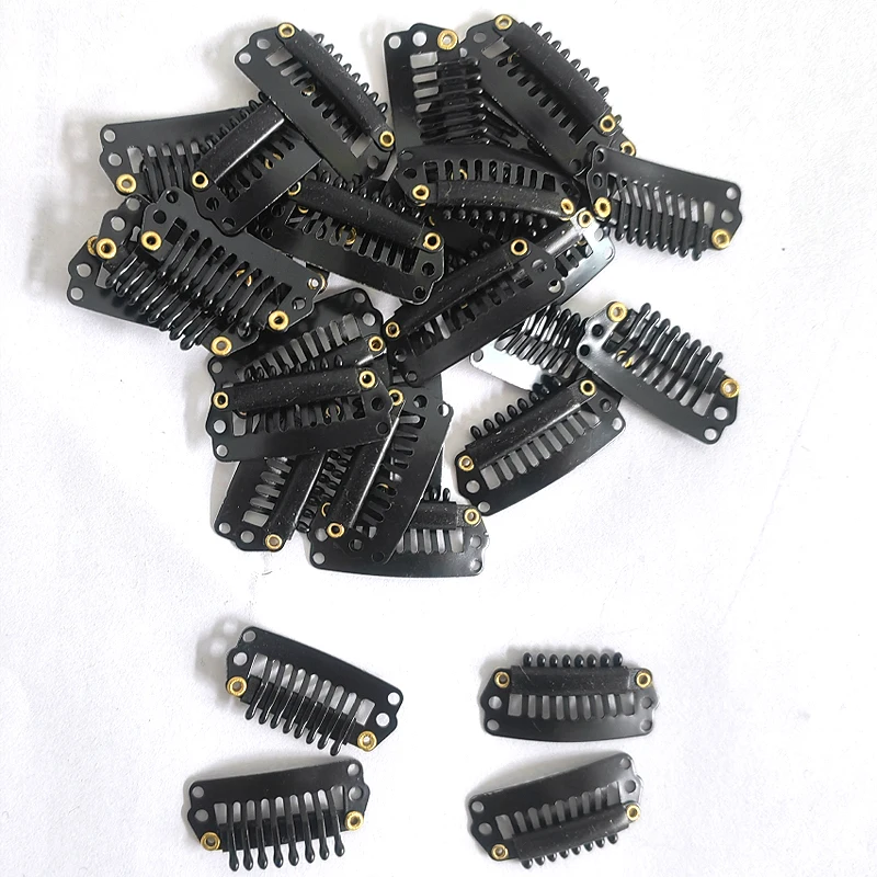 50pcs 2.8cm 8Teeth Hair Extensions Tools / Wig Silicone Snap Clips for Hair Extensions Black Brown Blonde Color Available