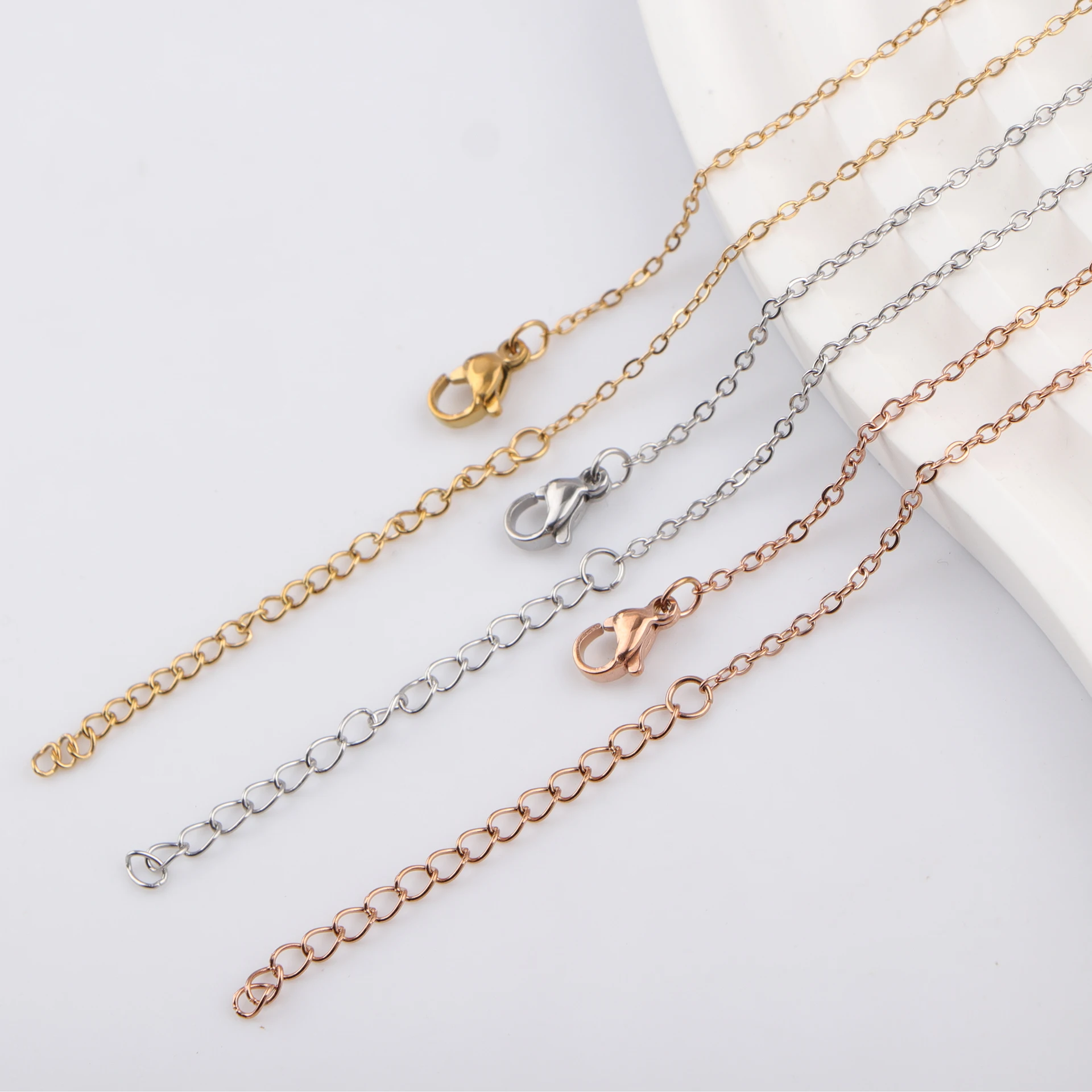 25pcs/lot 45+5cm Stainless Steel Link Chains Necklace Jewelry Cable Chains for DIY Necklcae Jewelry Making  Wholesale Supplies