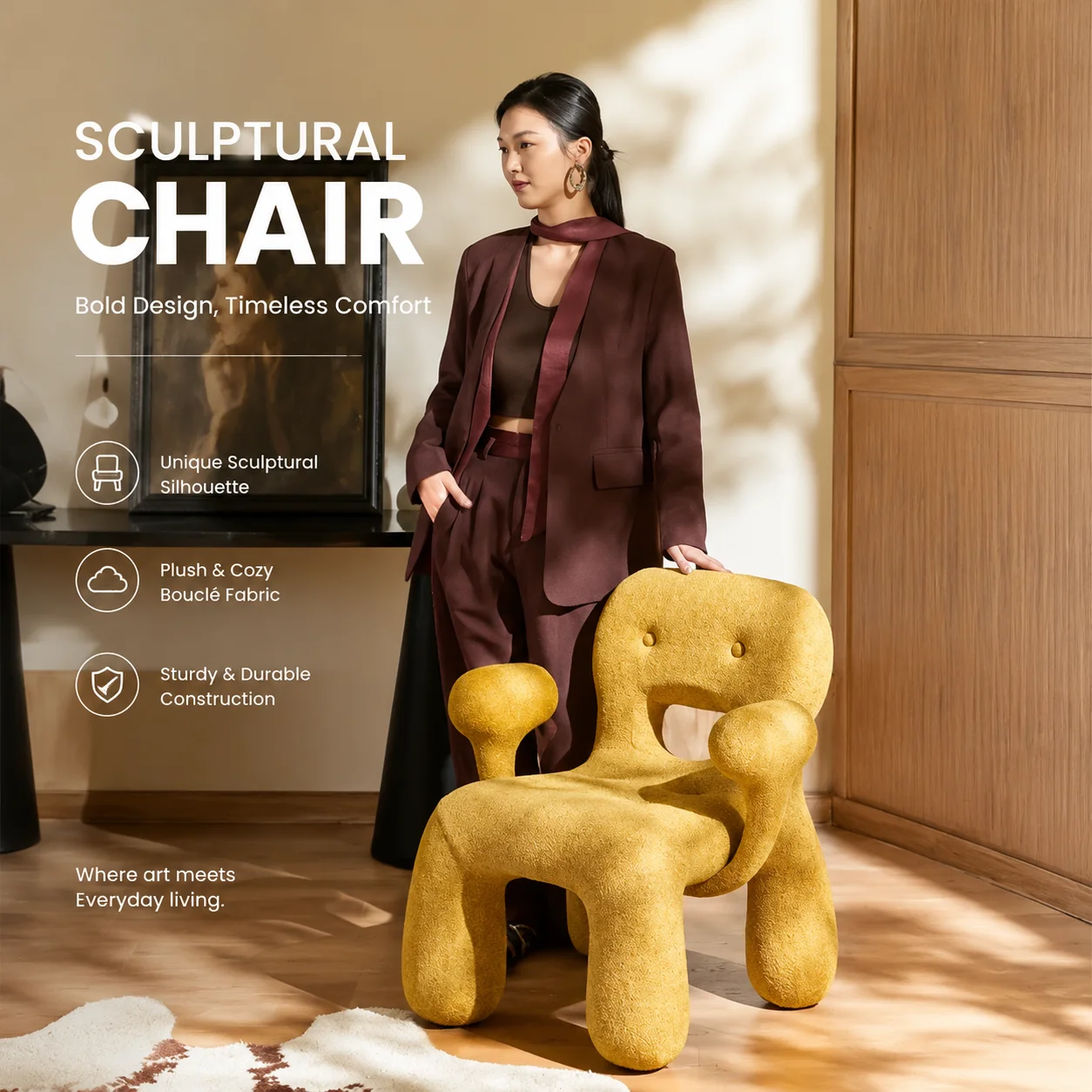 Modern Cookie-Shaped Kids Chair – Playful Gingerbread Design for Bedrooms, Playrooms & Makeup Areas
