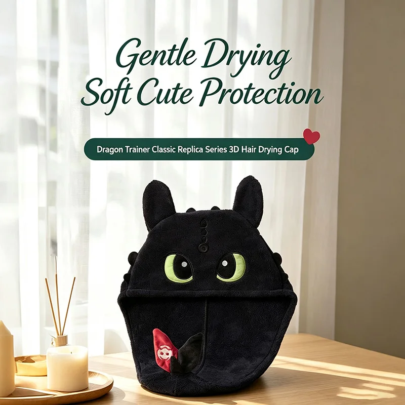 Official Licensed Dragon Toothless 3D Stereo Hair Drying Turban Ultra Soft Microfiber Quick
