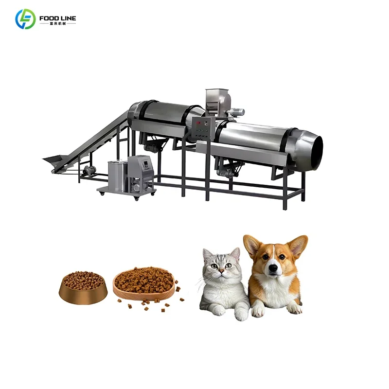 Fully Automatic Dry Pet Kibble Extruder Machine For Cat Dog Feed Continuous Production Processing