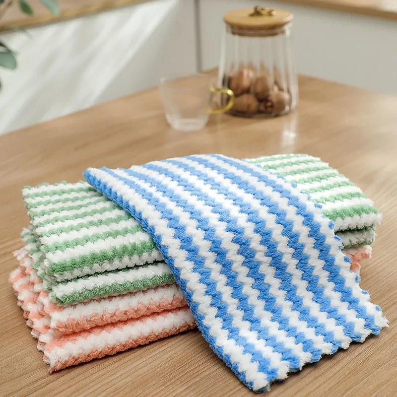 3-20PCS Coral Fleece Dishcloths Thickened Kitchen Cleaning Towel Absorbent Non-stick Oil Microfiber Rag Pan Pot Dish Wipe Cloth