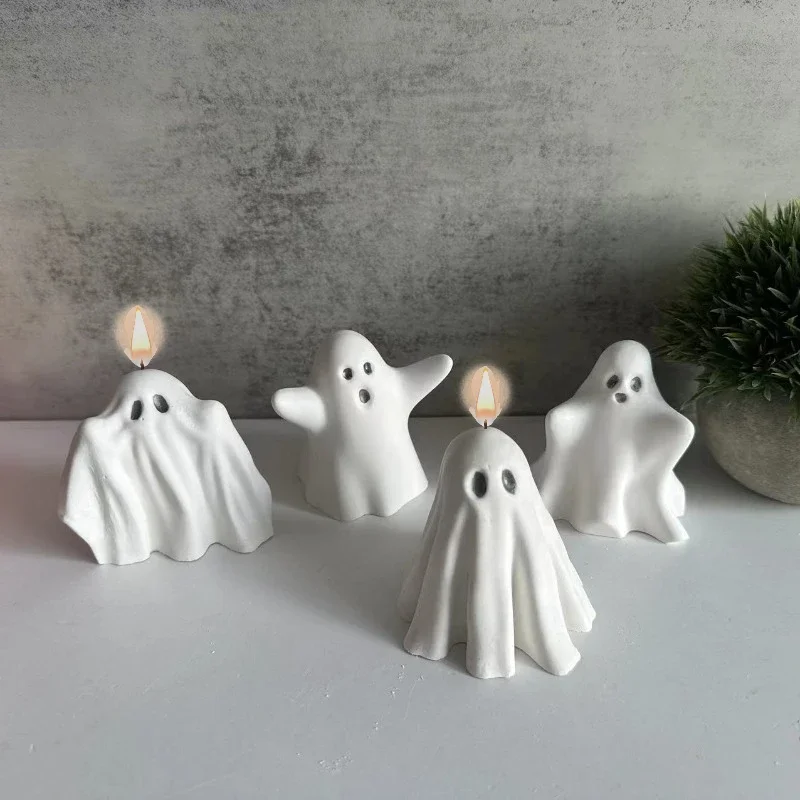 

Cute Mini Ghost Candle Silicone Mold DIY 3D Ghost Candle Gypsum Ornament Resin Soap Molds Chocolate Baking Tools Home Decor