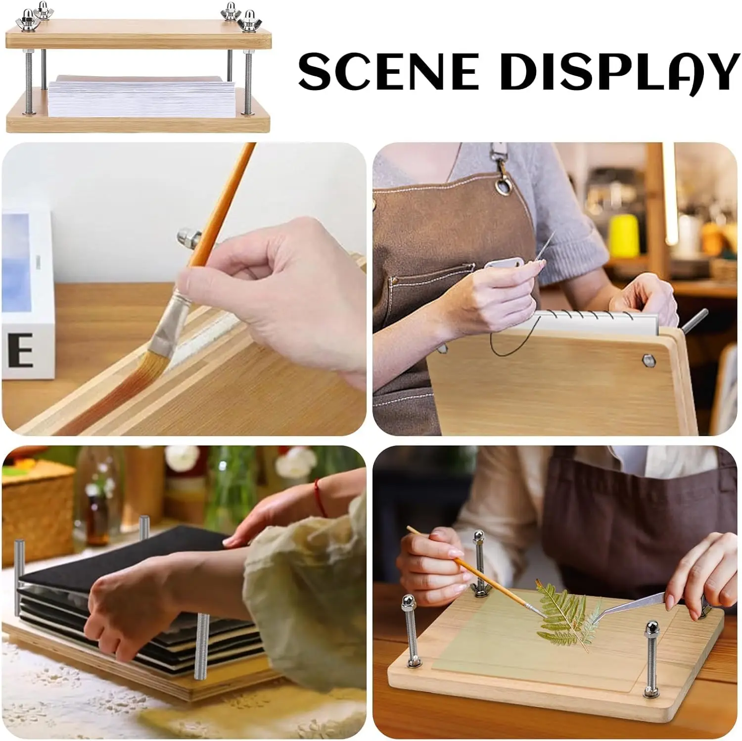 أداة تجليد الكتب الخشبية، أداة تجليد الكتب، آلة ضغط الورق المسطح لملصقات بطاقات المعايدة لتجليد الكتب على سطح المكتب #5