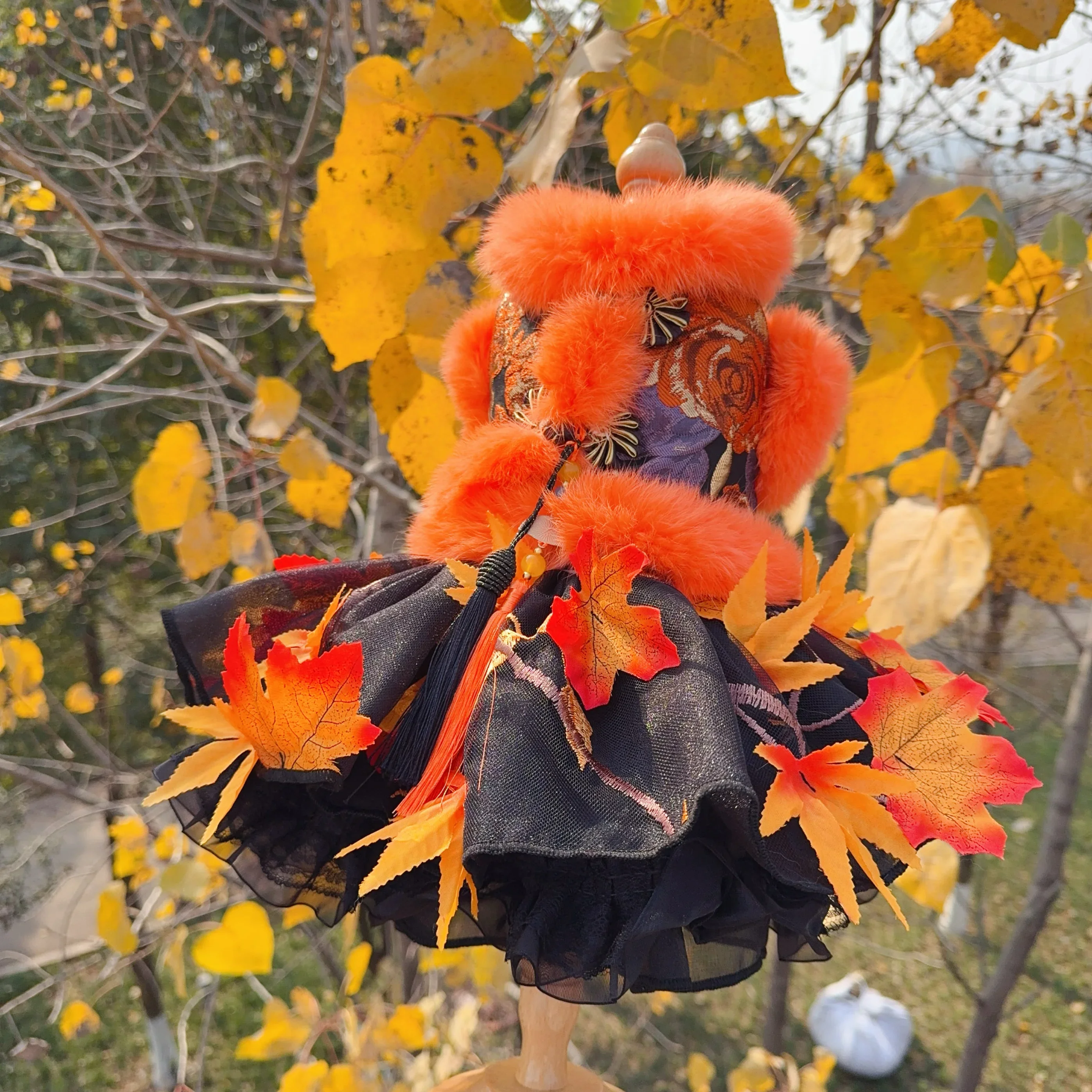 Foglie d'acero Fiore Ricamo Vestiti di lusso per cani da compagnia Abiti in peluche di cotone fatti a mano per tute per cuccioli di cani di piccola taglia media