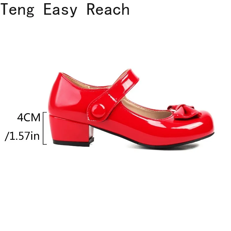 2024 Spring Girls Mary Jane Low Heels Fashion Women\'s Bow Party Platform Shoes Cosplay Lolita Shoes Black White Red