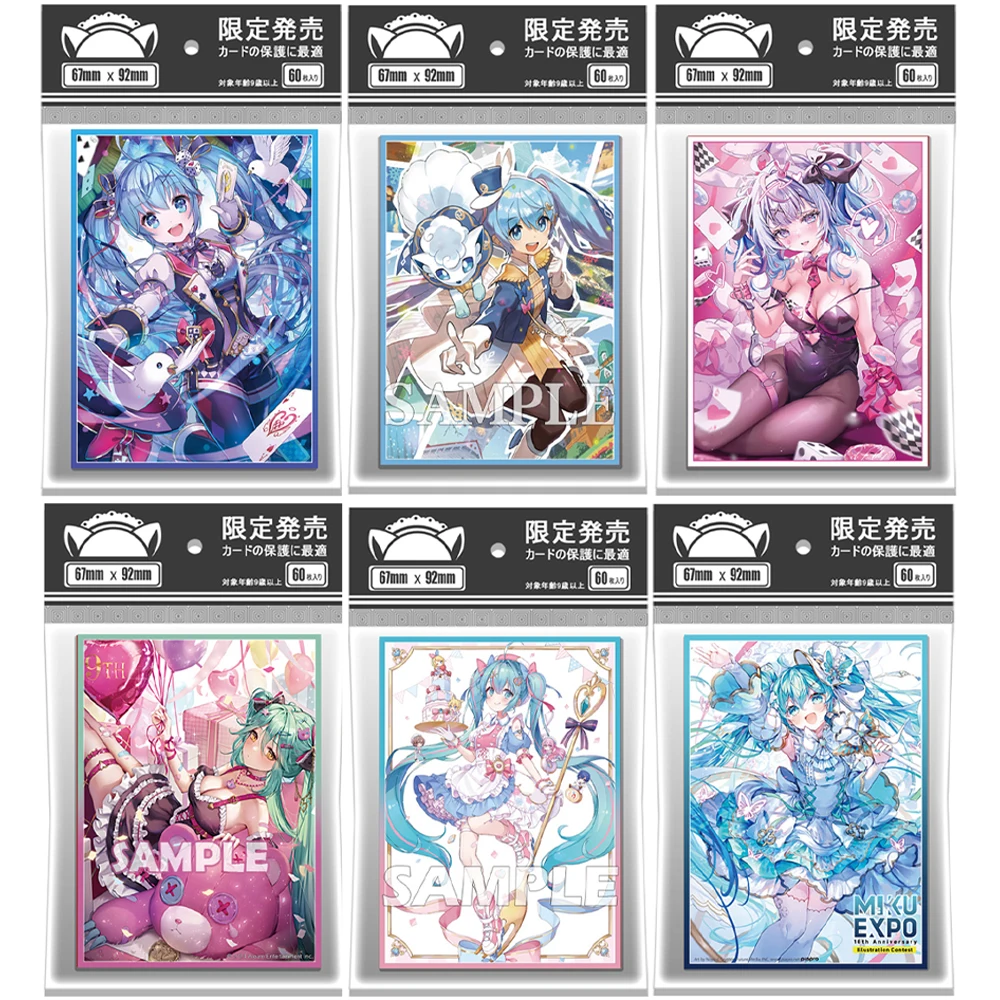 60-pcs-set-ptcg-capa-de-cartao-self-made-hatsune-miku-bunny-girl-vulpix-aniversario-limitado-capa-de-protecao-de-cartao-pokemon