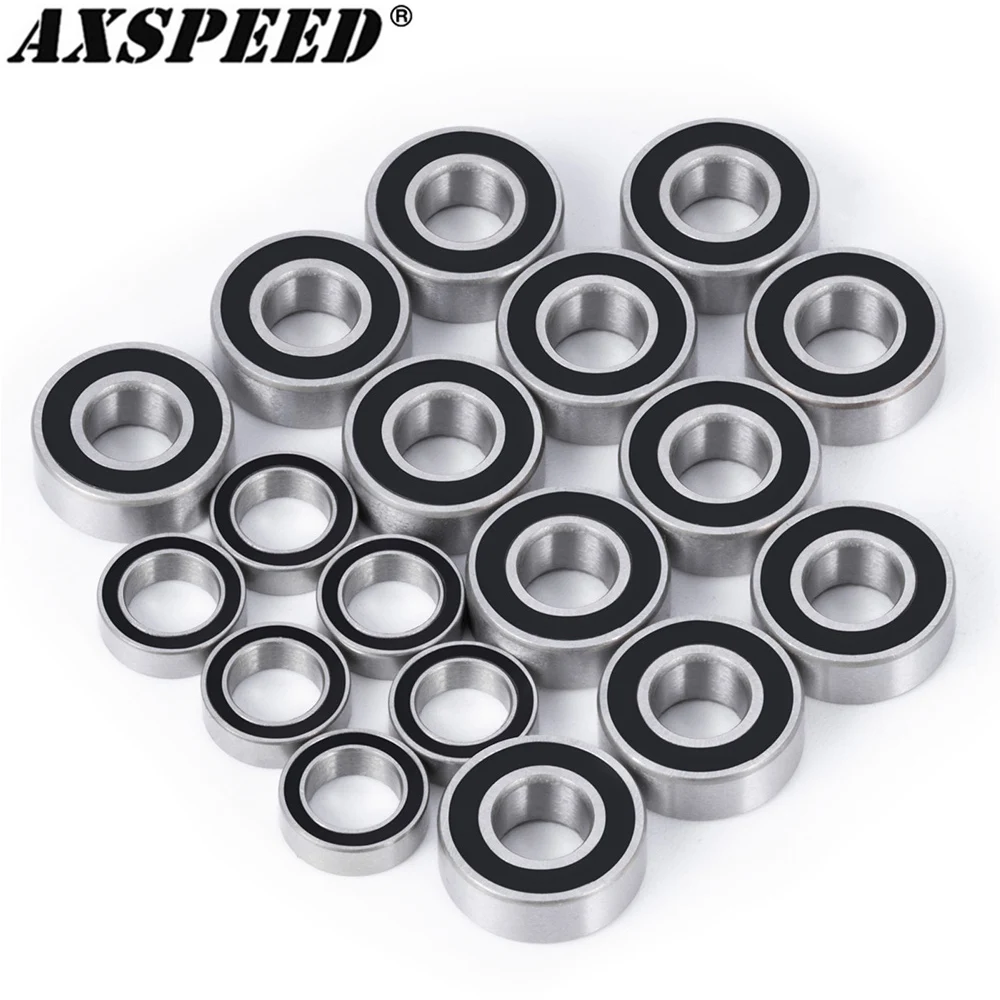 AXSPEED 18Pcs Sealed Bearings Set for Tamiya M05 and M06 Series, CR-X, Fiat, Lowride, VW Upgrade Parts