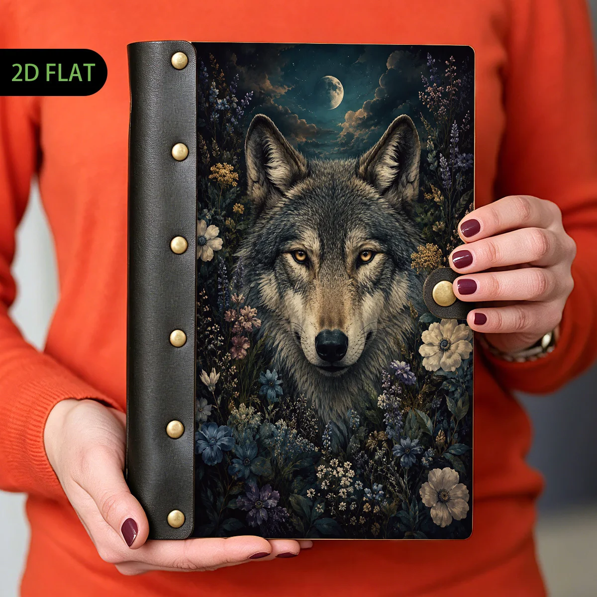 Journal Leather Hardcover - 1PC Wolf Moon Hardcover Notebook, 100