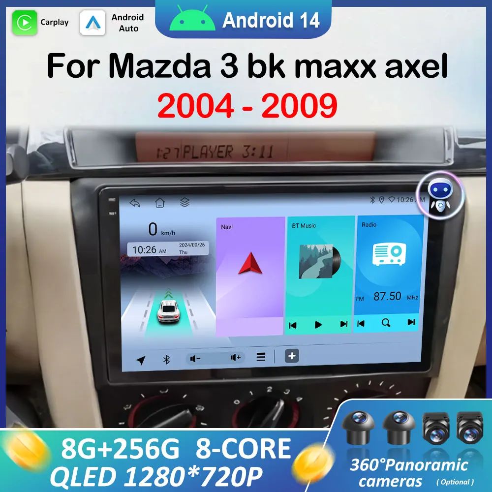 

GPS Navi Android 14 for Mazda 3 bk maxx axel 2004 2005 2006 2007 2008 - 2009 Car Multimedia Player Bluetooth Head Unit Carplay