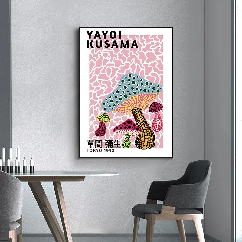 Multiple sizes 1pc frameless Canvas Painting,Fashion Yayoi Kusama Flower Art Exhibition Pumpkin Wall Art Poster Prints Canvas Pa