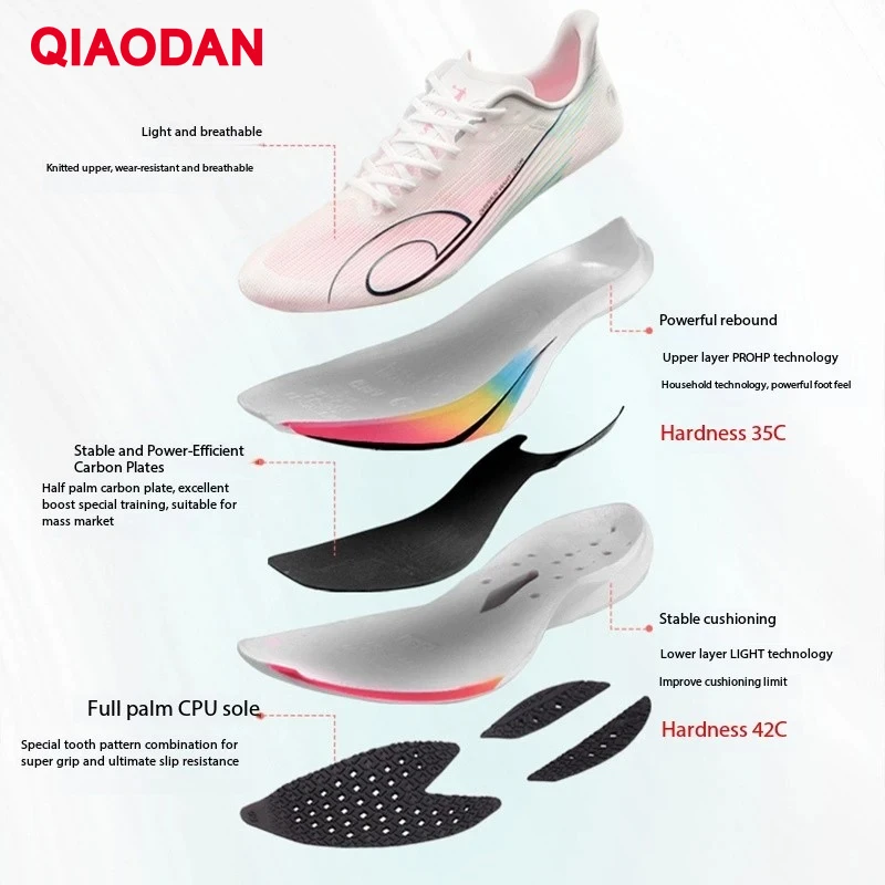 QIAODAN Fast Speed 3pro Running Shoes Men 2025 New Wearable Carbon Plate Cushion Stable Sportwear Sneakers QXB023252202